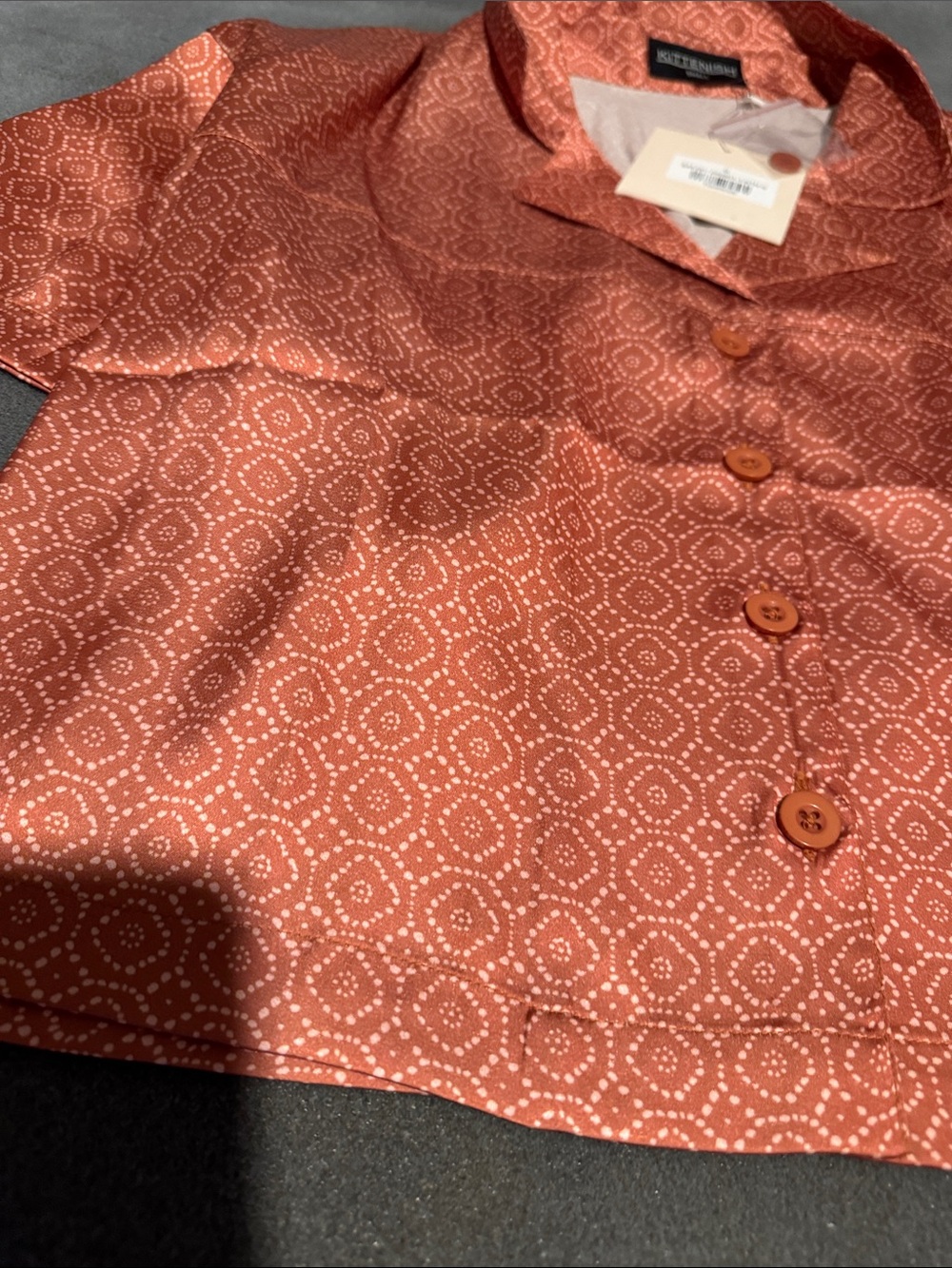 NWT Kittenish Rust Printed Button-Front Short Set - Picture 4 of 8